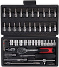 SGZYJ 1/4" 5-25Nm Ratchet Torque Wrench Square Drive Click Car Hand Tool Adjustable 46 Pcs Hand Tools for Car Bike Repair Tool