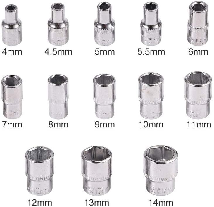 SGZYJ 1/4" 5-25Nm Ratchet Torque Wrench Square Drive Click Car Hand Tool Adjustable 46 Pcs Hand Tools for Car Bike Repair Tool