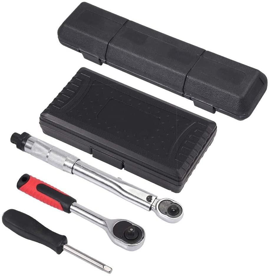 SGZYJ 1/4" 5-25Nm Ratchet Torque Wrench Square Drive Click Car Hand Tool Adjustable 46 Pcs Hand Tools for Car Bike Repair Tool