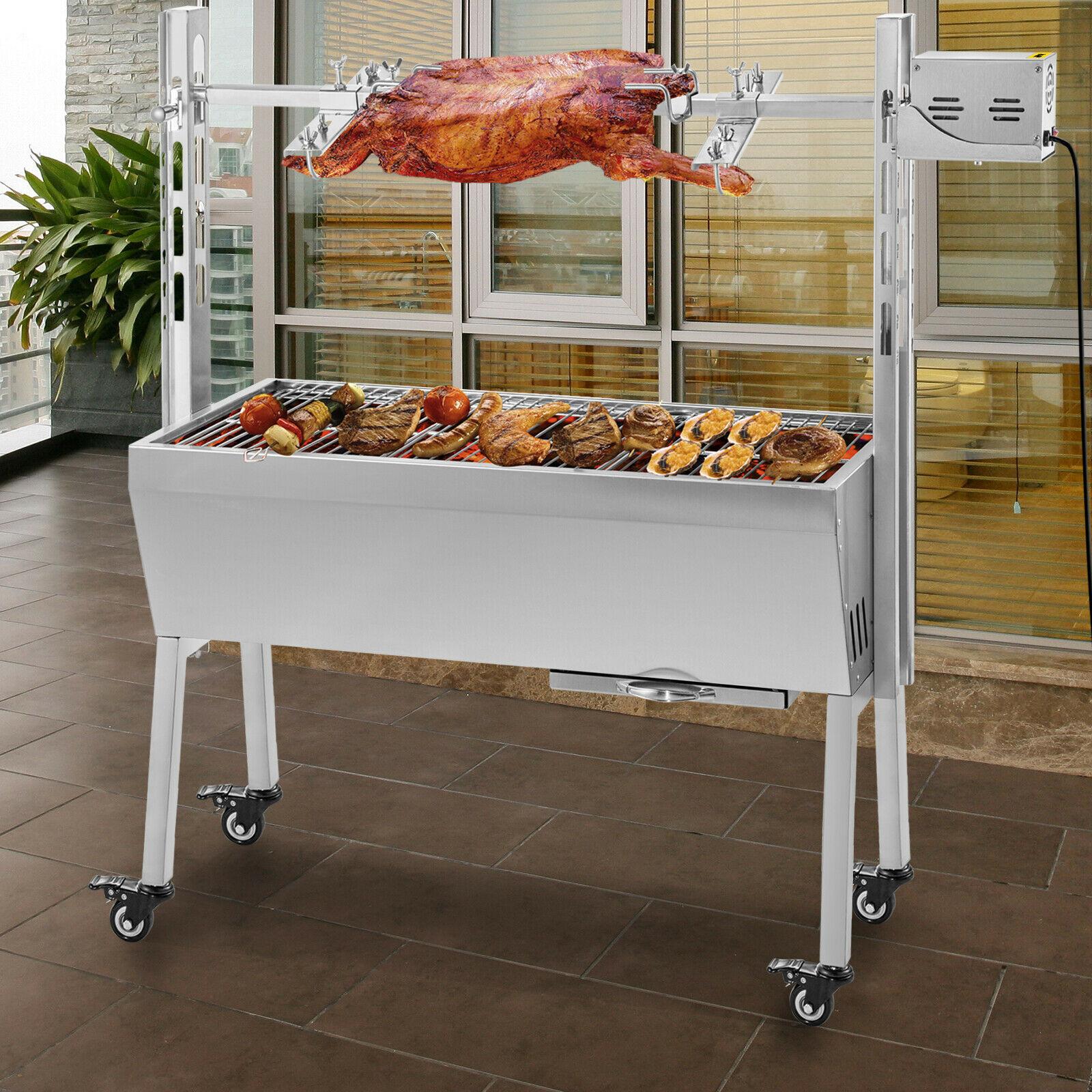 42'' 88Lbs  Lamb Roaster Rotisserie Spit Wind Shield Charcoal Pig