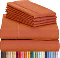 LuxClub 6 PC Queen Sheet Set Bamboo Sheets Deep Pockets 18" Eco Friendly Wrinkle Free Cooling Sheets Machine Washable Hotel Bedding Silky Soft - Autumn Orange Queen