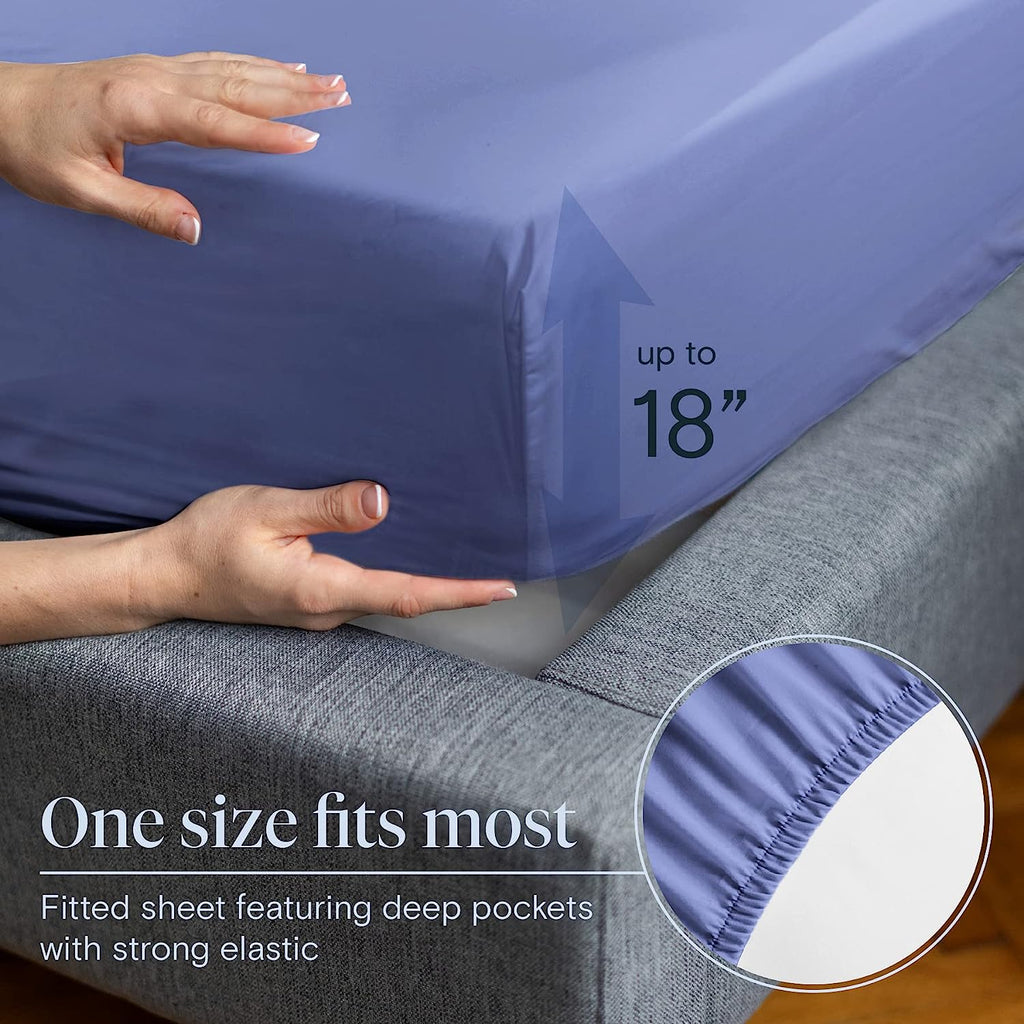 LuxClub 6 PC California King Size Sheet Set Bamboo Sheets Deep Pockets 18" Eco Friendly Wrinkle Free Cooling Sheets Machine Washable Hotel Bedding Silky Soft - Violet Blue California King