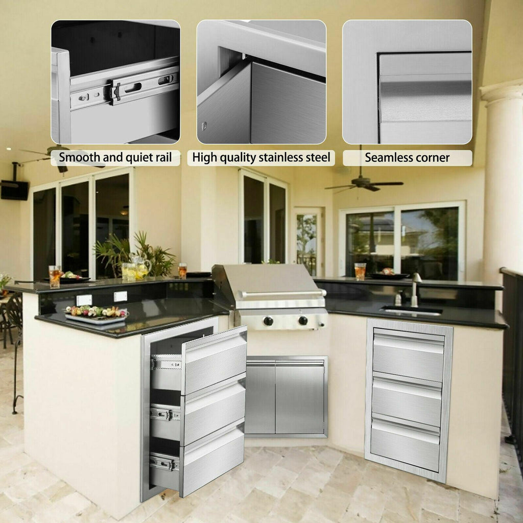 Steel 14x20.5x23" Combined Drawer Cabinet For Outdoor StoraKitchen