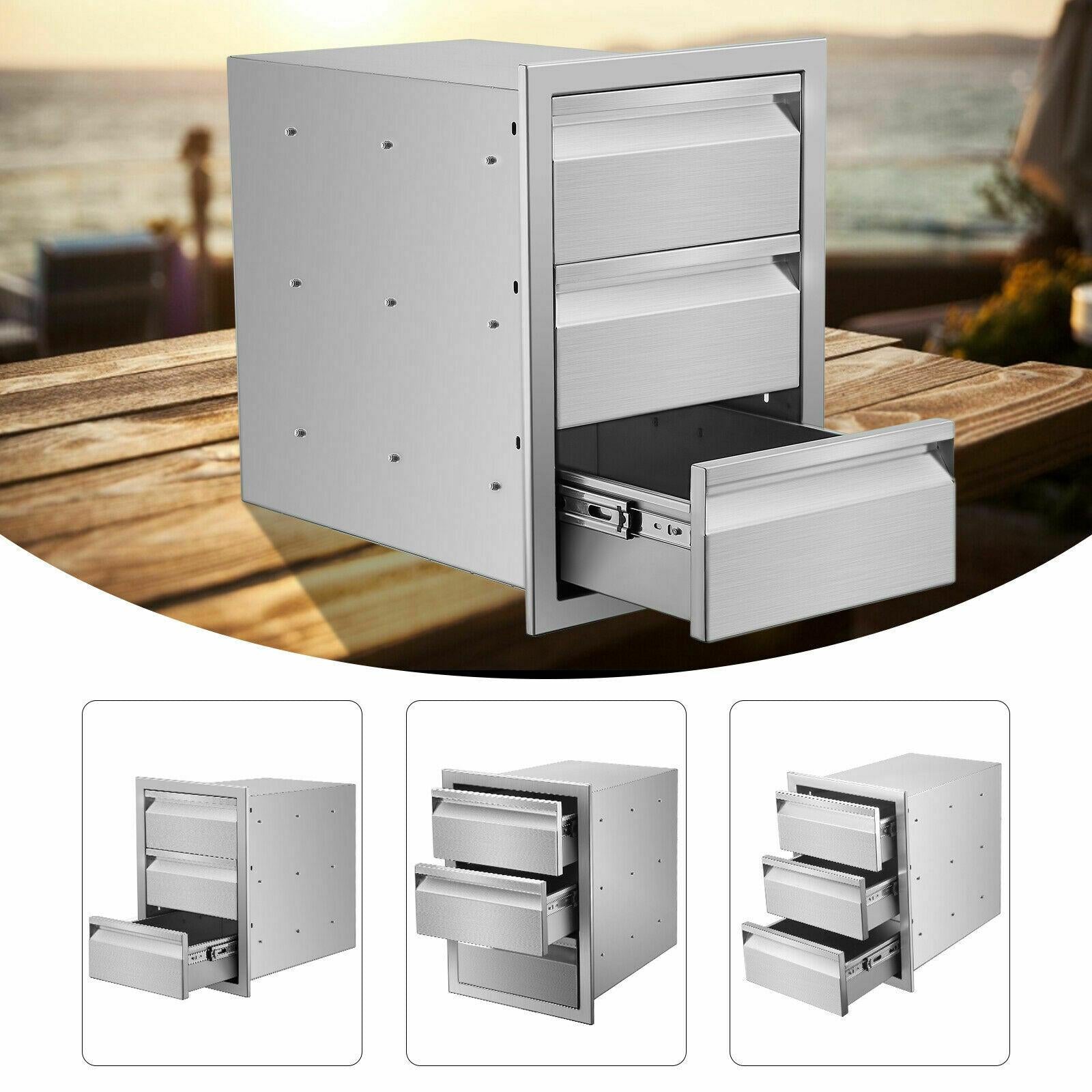 Steel 14x20.5x23" Combined Drawer Cabinet For Outdoor StoraKitchen