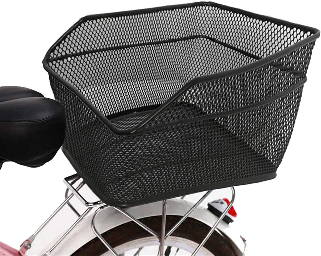 DALIZHAI777 Bike Bag Rear Bike Basket Large Capacity Metal Wire Bicycle Basket with Waterproof Rainproof Cover Black Bicycle Basket, Easy to Install Bicycle Accessories