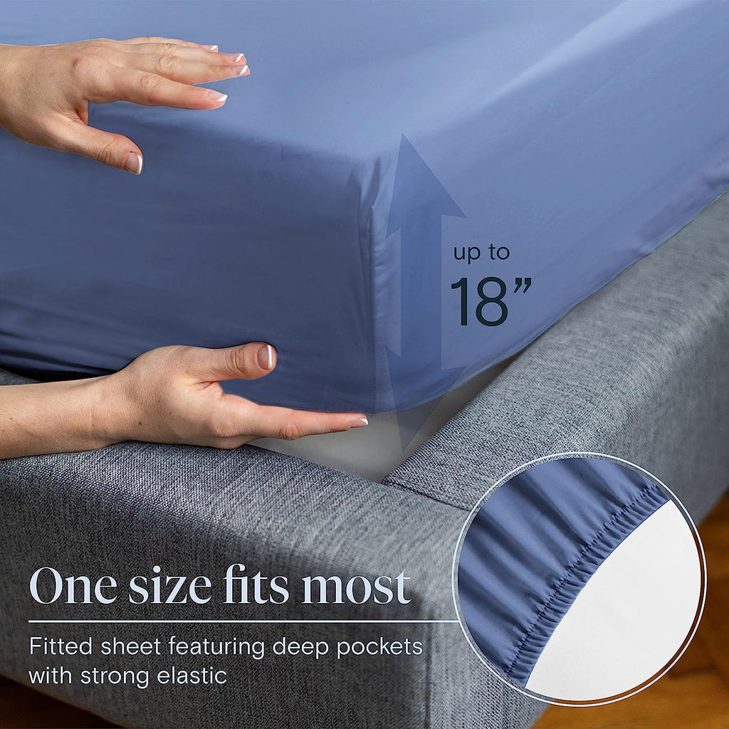 LuxClub 6 PC California King Size Sheet Set Bamboo Sheets Deep Pockets 18" Eco Friendly Wrinkle Free Cooling Sheets Machine Washable Hotel Bedding Silky Soft - Oxford California King