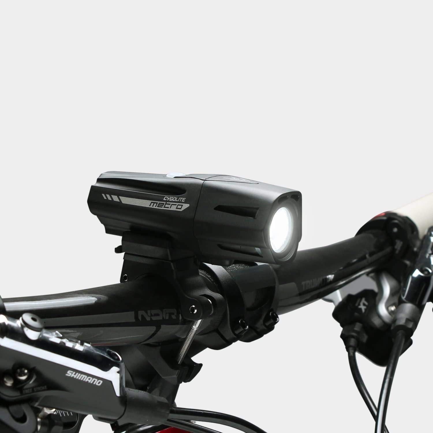 Cygolite Metro Pro – 1,100 Lumen Bike Light – 9 Night & Day Modes – Compact & Durable – IP67 Waterproof – Secured Hard Mount – USB Rechargeable Headlight – For Road, Mountain, Commuter Bicycles, Black