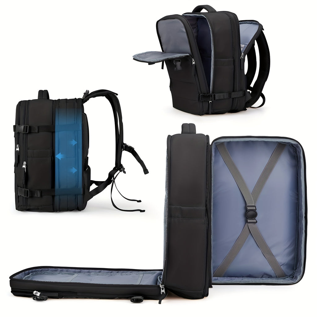 LarTravel Backpack, Carry On Backpack, HiBackpack, Waterproof Outdoor Sports Rucksack, Casual Daypack, School Bag, Fit 14 Inch Laptop With USB Charging Port &amp; Shoes Compartment