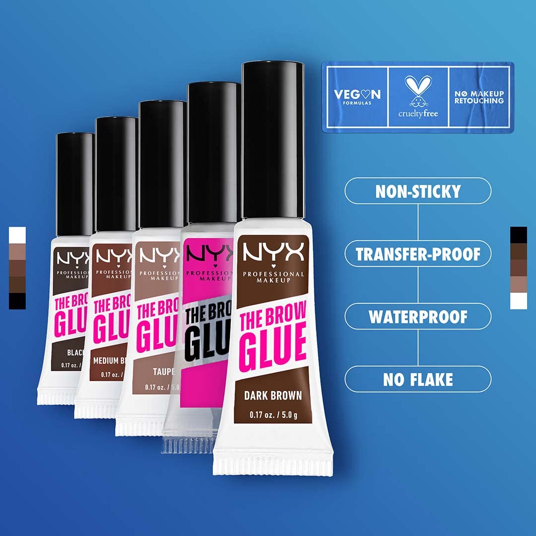NYX PROFESSIONAL MAKEUP The Brow Glue, Extreme Hold Tinted Eyebrow Gel - Black