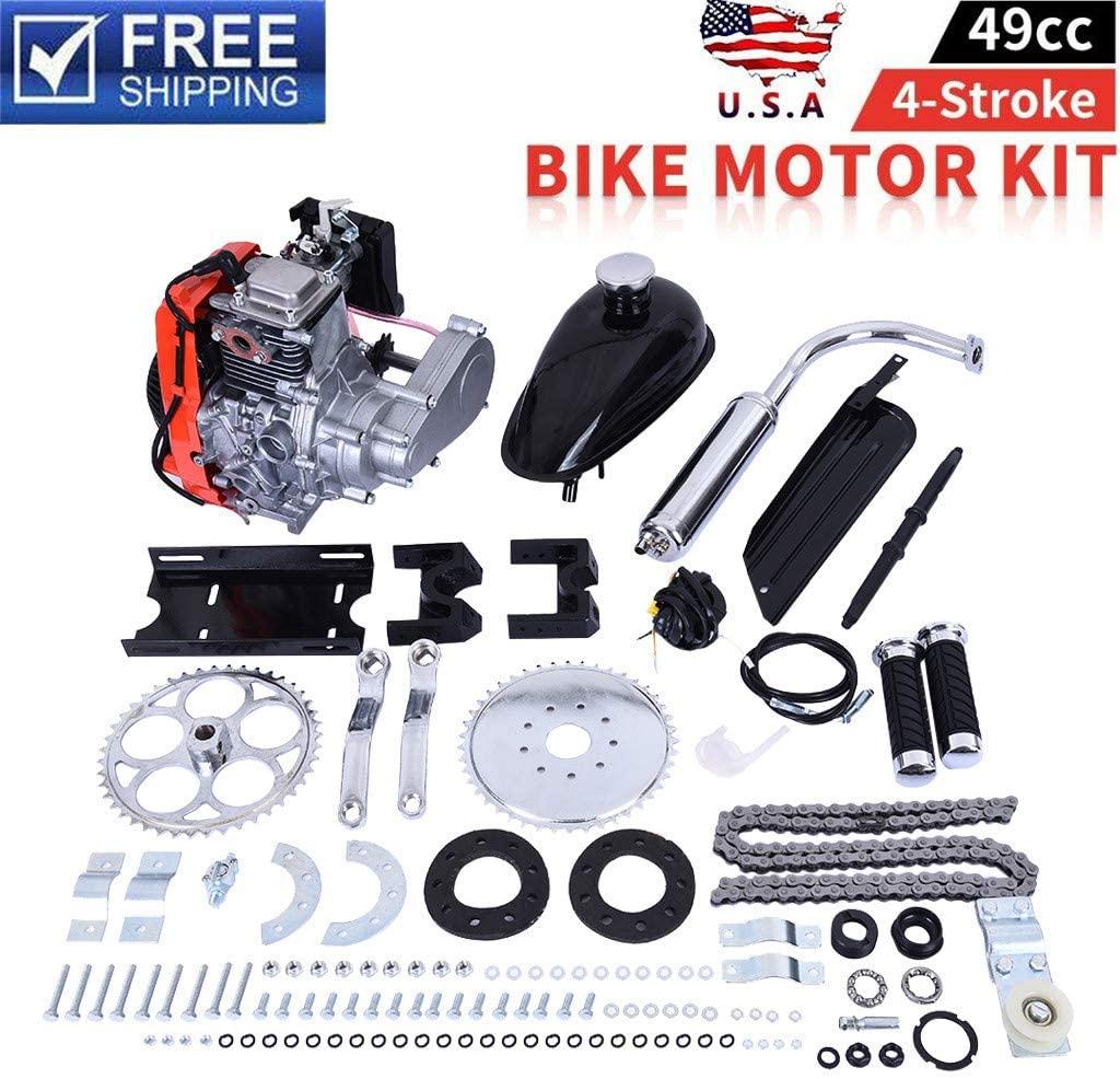 MENGQIN Full 49CC 4-Stroke Motor Kit Bicycle Engine Kit Bicycle Engine Petrol Motorized Bike Engine Kit Professional Bicycle Engine Kit [U.S Shipping]