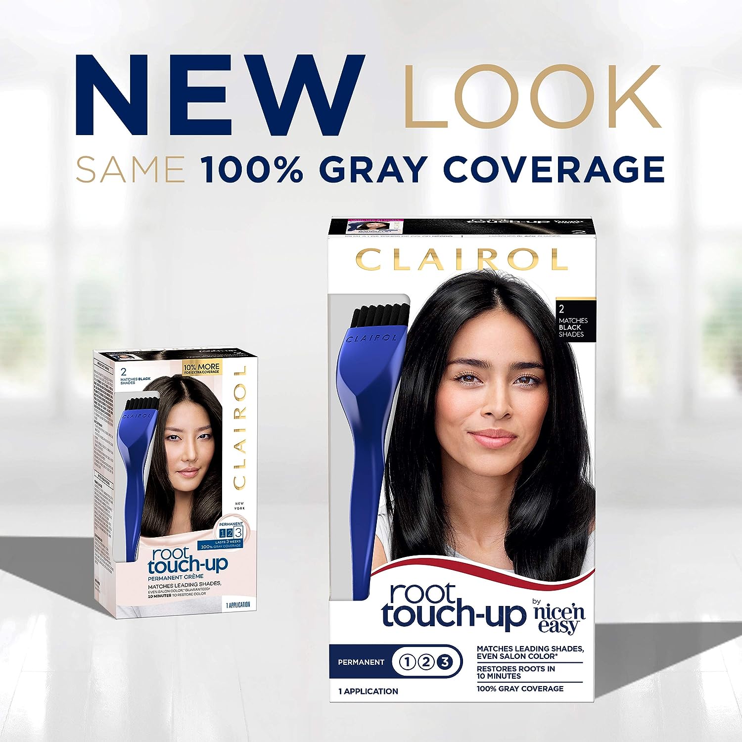 Clairol Root Touch-Up by Nice'n Easy Permanent Hair Dye, 2 Black Hair Color, (Pack of 2)