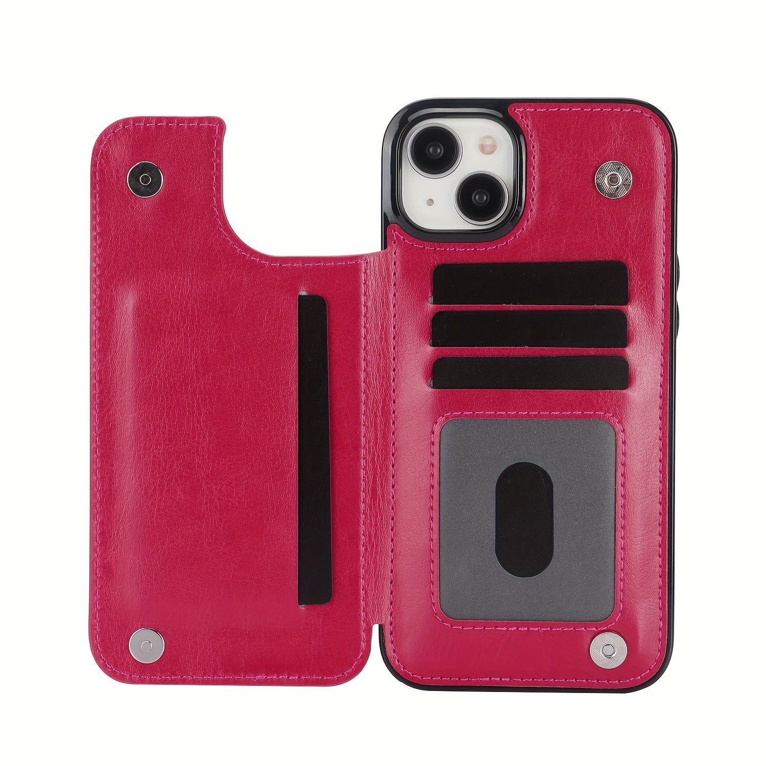 For  15/ 14/ 13/ 12/ 11 Pro Max/ Mini/ XR/ XS Max/ SE 2022/2020/ 7/ 8 Plus Wallet Case With Card Holder, PU Faux Leather Kickstand Card Slots Case, Double Magnetic Clasp And Durable Shockproof Cover