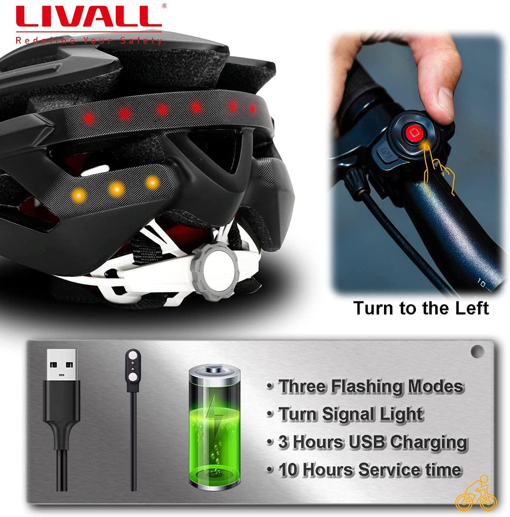 LIVALL BH60SE Adult Smart Bike Helmet with Turn Signal Light and 14 tail lights, Built-in Speaker and Microphone, Bluetooth Connection to Phone, Ultra-light and Ventilated Man and Woman Cycling Helmet