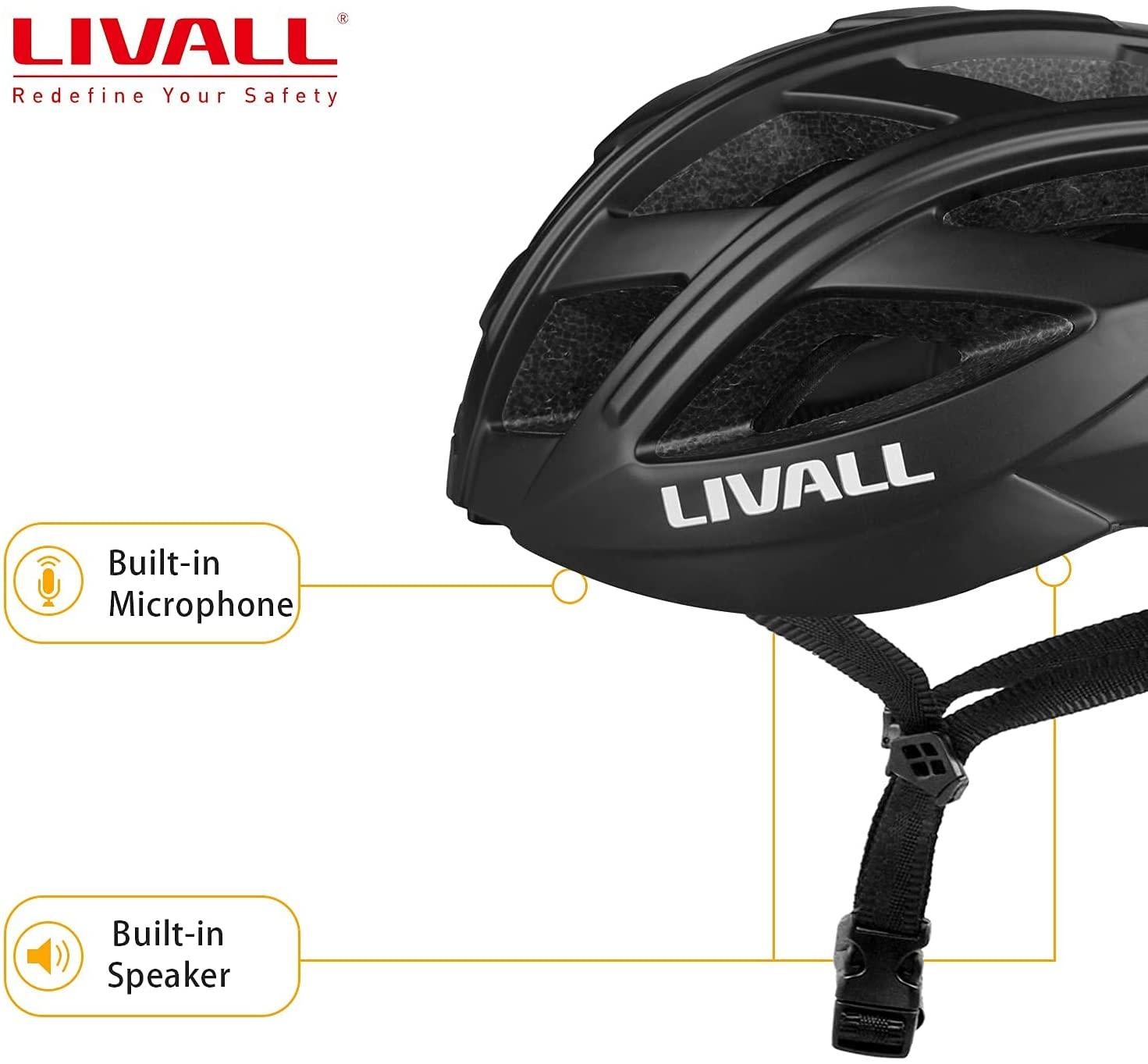 LIVALL BH60SE Adult Smart Bike Helmet with Turn Signal Light and 14 tail lights, Built-in Speaker and Microphone, Bluetooth Connection to Phone, Ultra-light and Ventilated Man and Woman Cycling Helmet