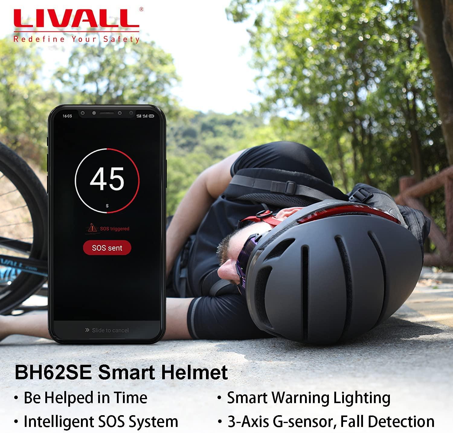 LIVALL BH60SE Adult Smart Bike Helmet with Turn Signal Light and 14 tail lights, Built-in Speaker and Microphone, Bluetooth Connection to Phone, Ultra-light and Ventilated Man and Woman Cycling Helmet