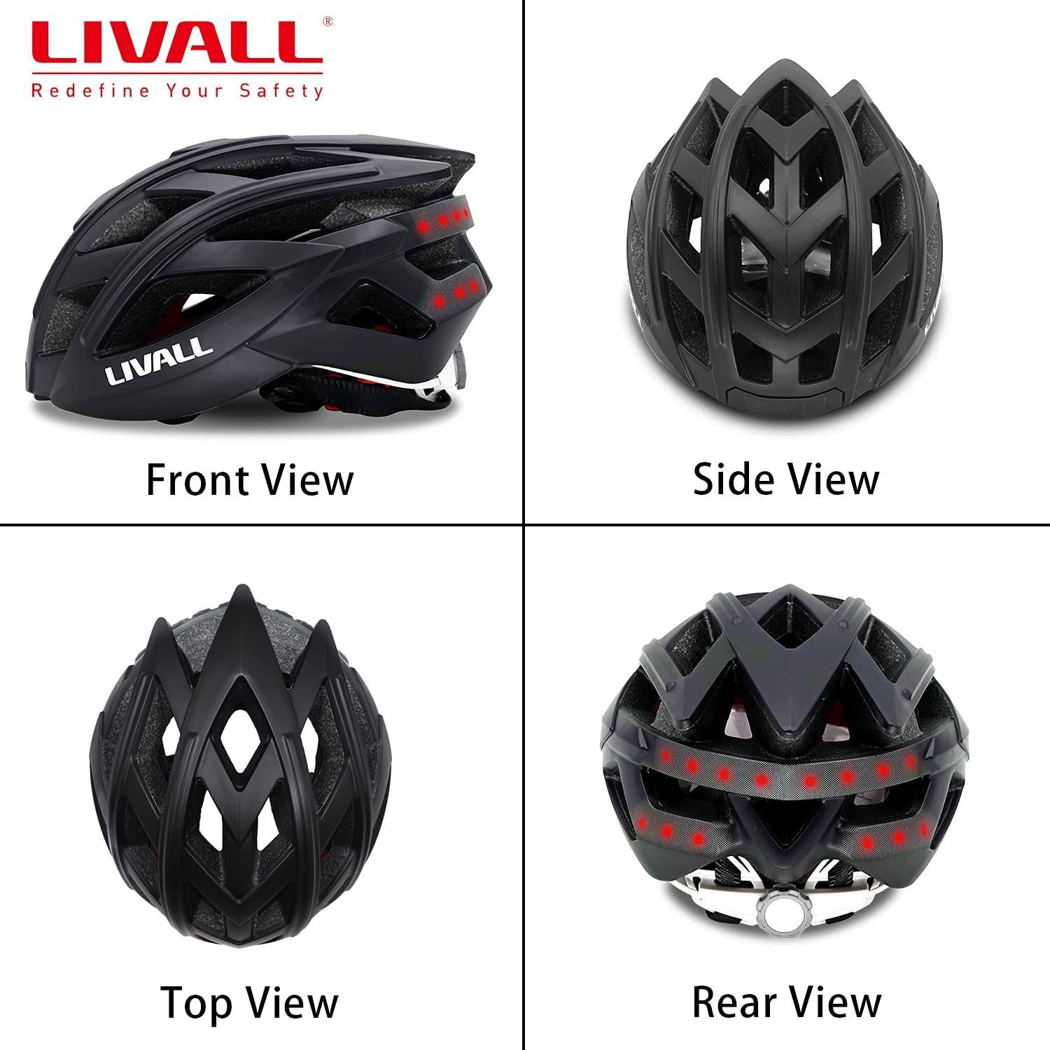 LIVALL BH60SE Adult Smart Bike Helmet with Turn Signal Light and 14 tail lights, Built-in Speaker and Microphone, Bluetooth Connection to Phone, Ultra-light and Ventilated Man and Woman Cycling Helmet