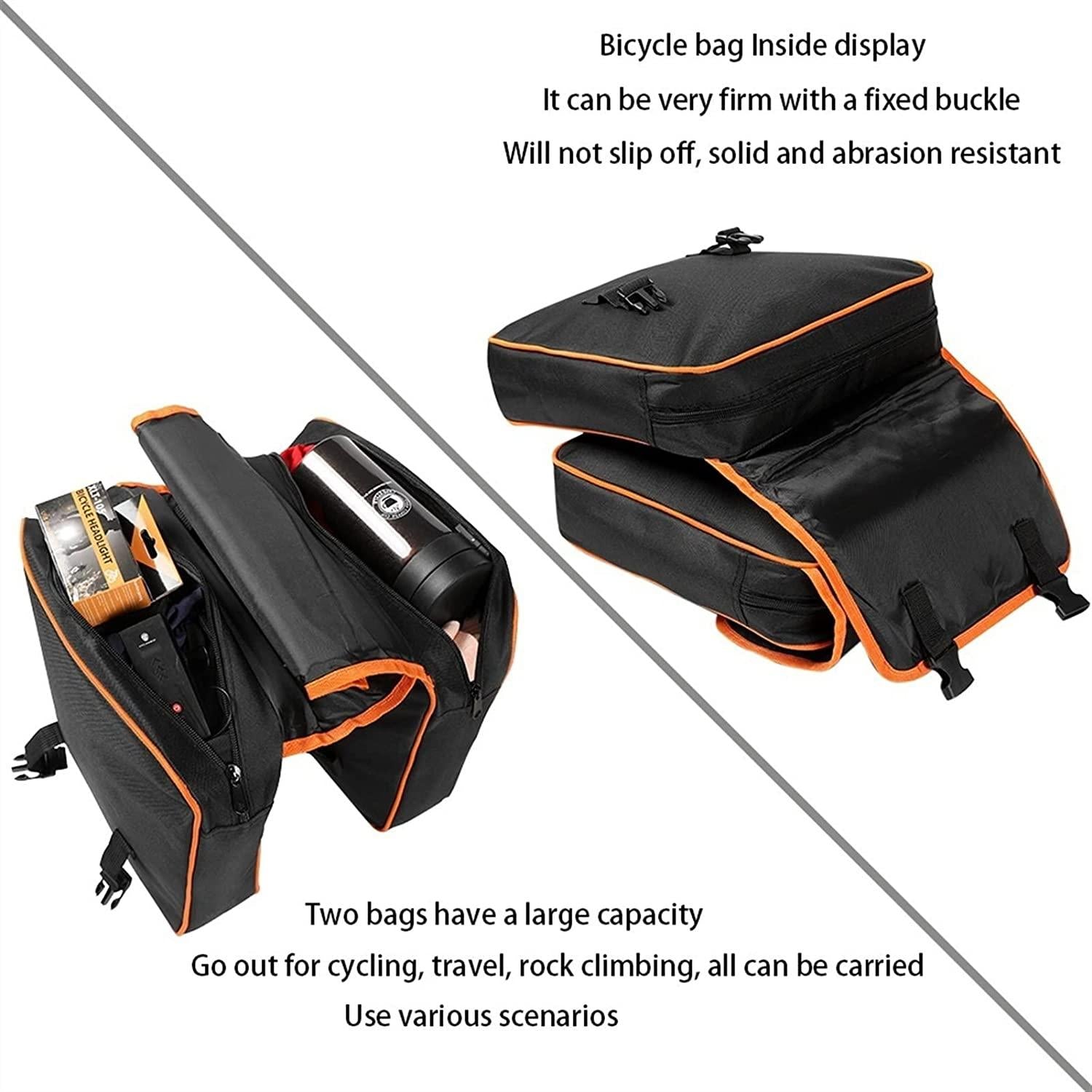 DALIZHAI777 Bike Bag Double Side Travel Bike Trunk Bag Luggage Pannier Waterproof MTB Bicycle Back Seat Carrier Bag Rear Rack Cycling Bicycle Accessories Bag Bicycle Accessories (Color : Orange)