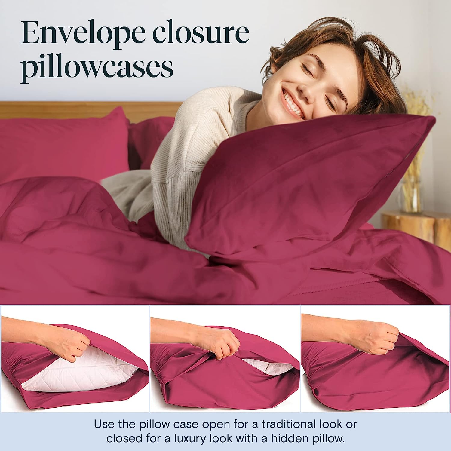 LuxClub 6 PC King Size Sheet Set Bamboo Sheets Deep Pockets 18" Eco Friendly Wrinkle Free Cooling Sheets Machine Washable Hotel Bedding Silky Soft - Burgundy King