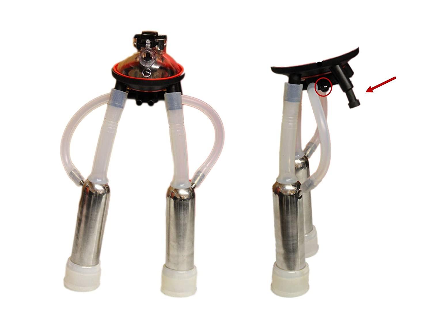 Melasty, Cow Milker Claw Cluster Complete with 240cc MilClaw, 4 Silicone Liners, 4  Steel Shells, 4 Air Tubes, 2 Blind Stoppers, 2 Caps and 2 Plugs. Milk 2, 3 or 4 teats at a time!