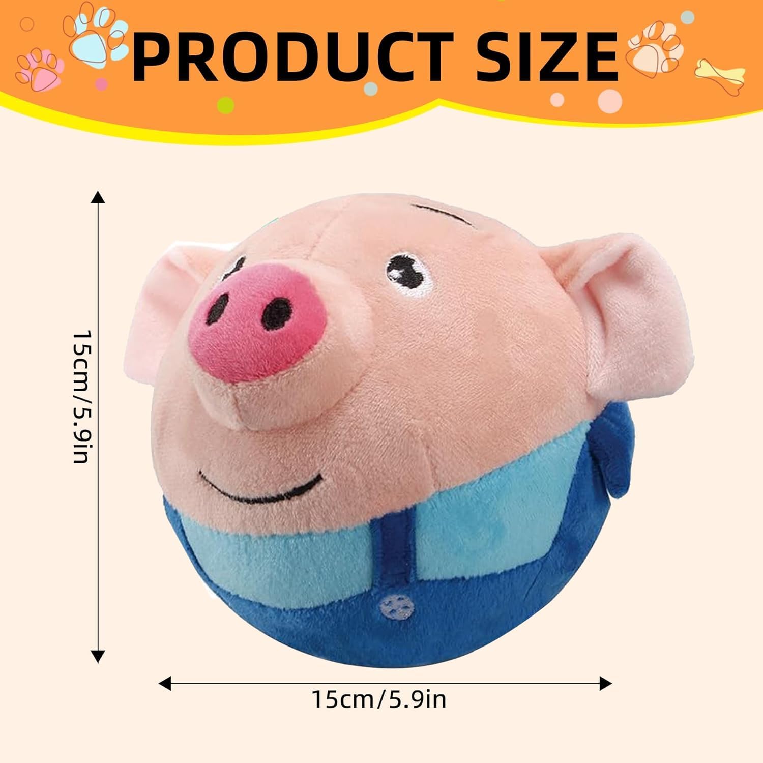 2026 Upgrade Active Moving Pet Plush Toy, Premium Interactive Squeaky Talking Moving Dog Ball Toy, Washable Cartoon Pig Plush Toy for Dogs Puppies to Keep Them Busy (#A3)