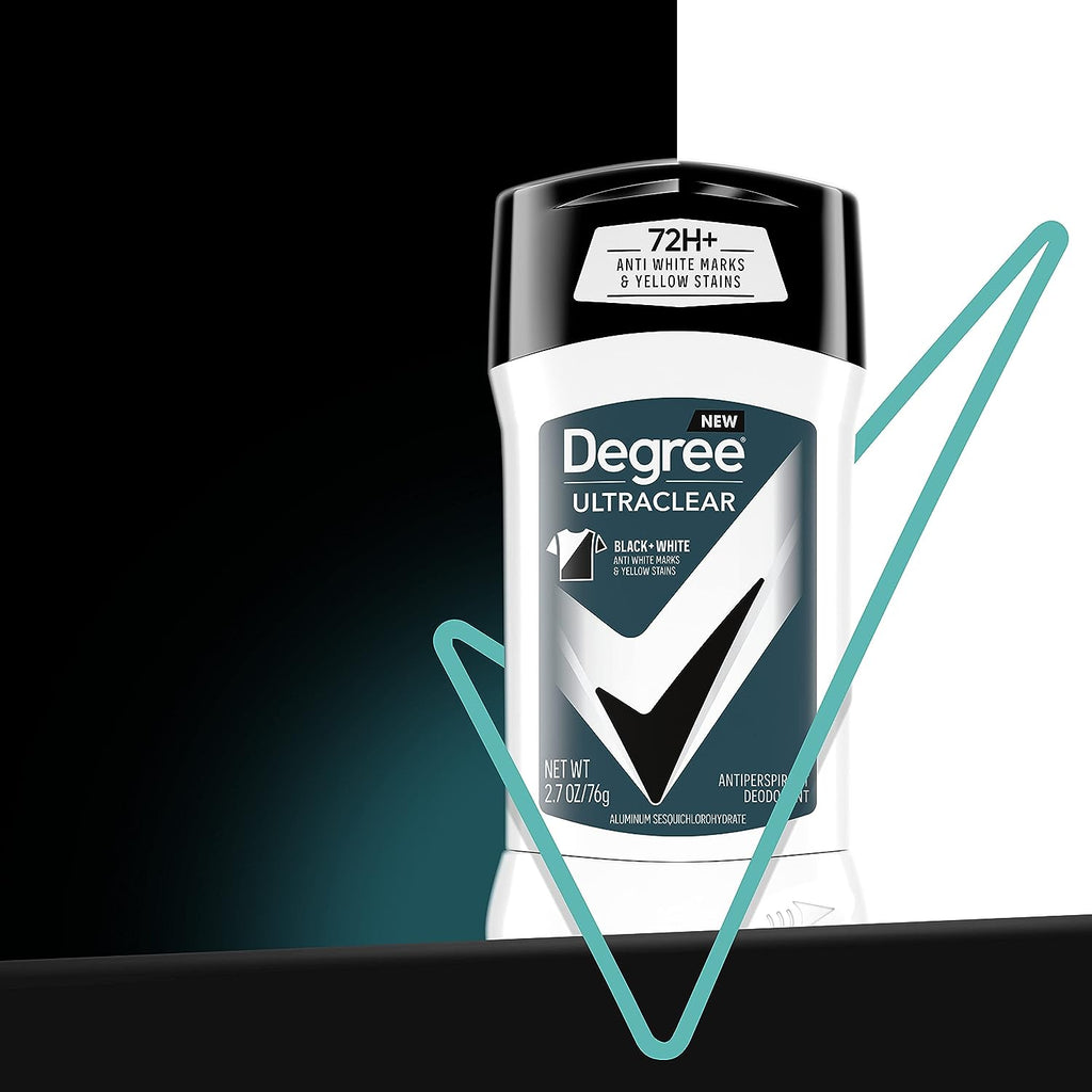 Degree Men UltraClear Antiperspirant Deodorant Black + White 4 count 72-Hour Sweat &amp; Odor Protection Antiperspirant For Men With MotionSense Technology 2.70 Ounce (Pack of 4)
