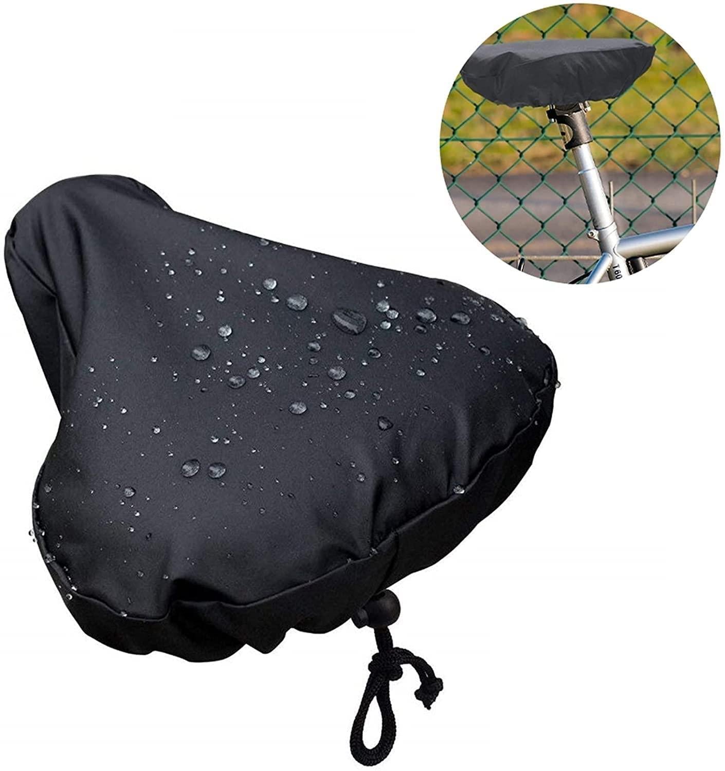 HAO BLAI Drawstring Bicycle Seat,Rain Cover MTB Bike Seat Saddle Waterproof Protective Rain Cover Guard Outdoor Cycling Accessories Suitable for Spinning Bikes