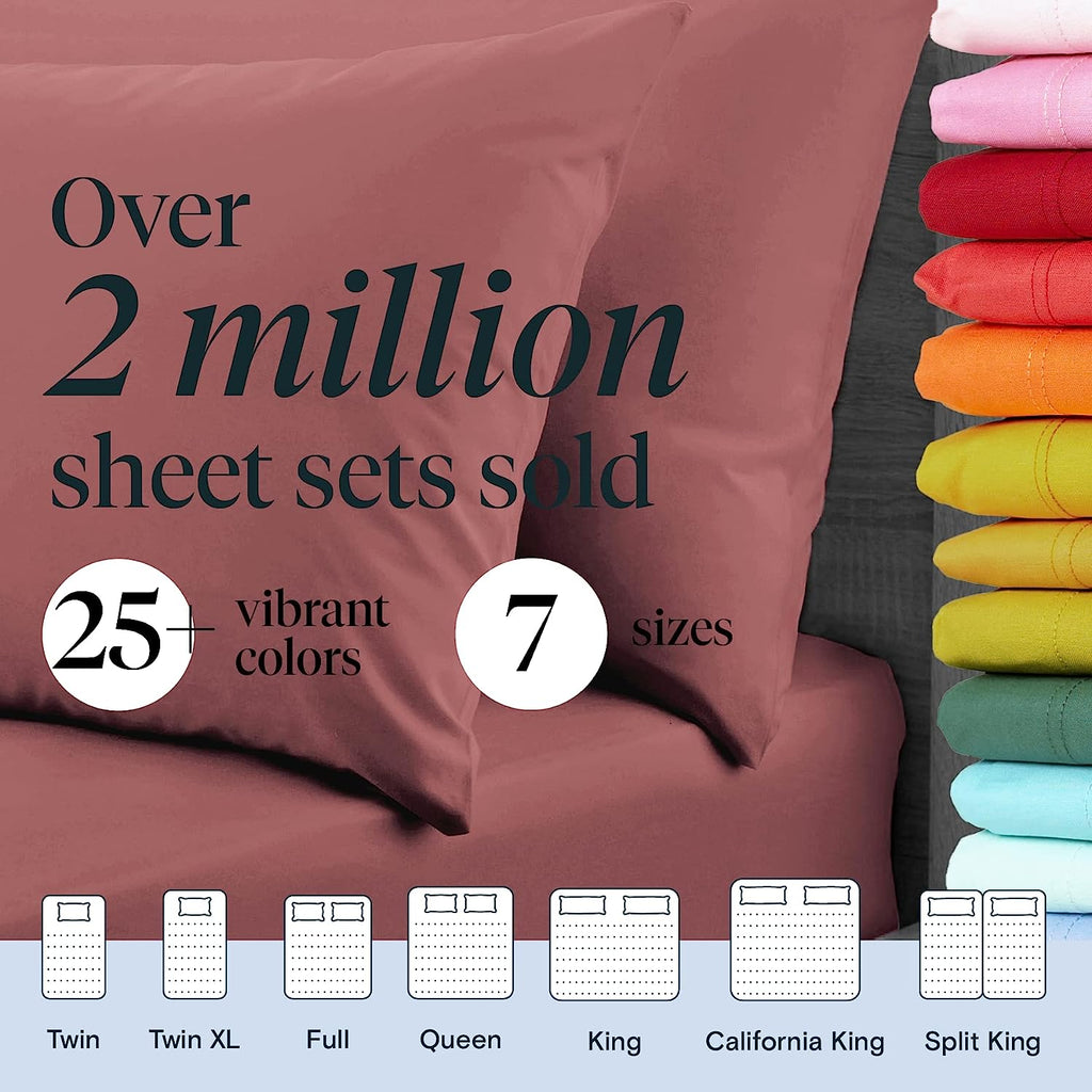 LuxClub 7 PC Split King Sheet Set Bamboo Sheets Deep Pockets 18" Eco Friendly Wrinkle Free Cooling Sheets Machine Washable Hotel Bedding Silky Soft - Salmon Pink Split King
