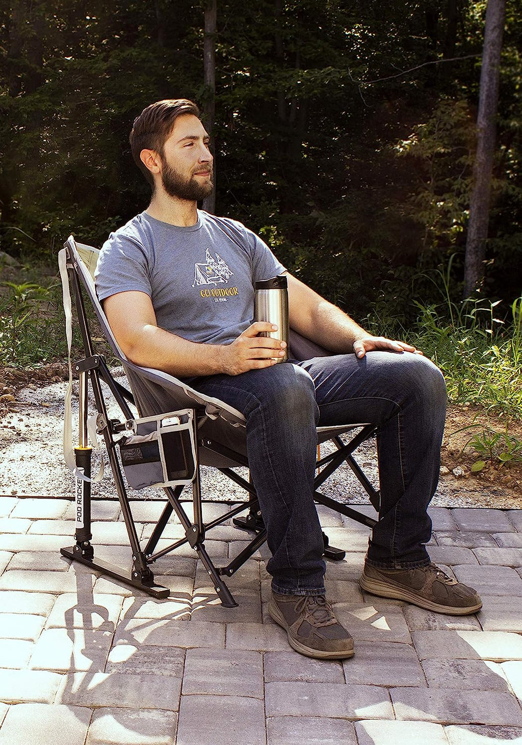 GCI Outdoor MaxRelax Pod Rocker Portable Rocking Chair &amp; Outdoor Camping Chair, Cinnamon Red , Regular size.