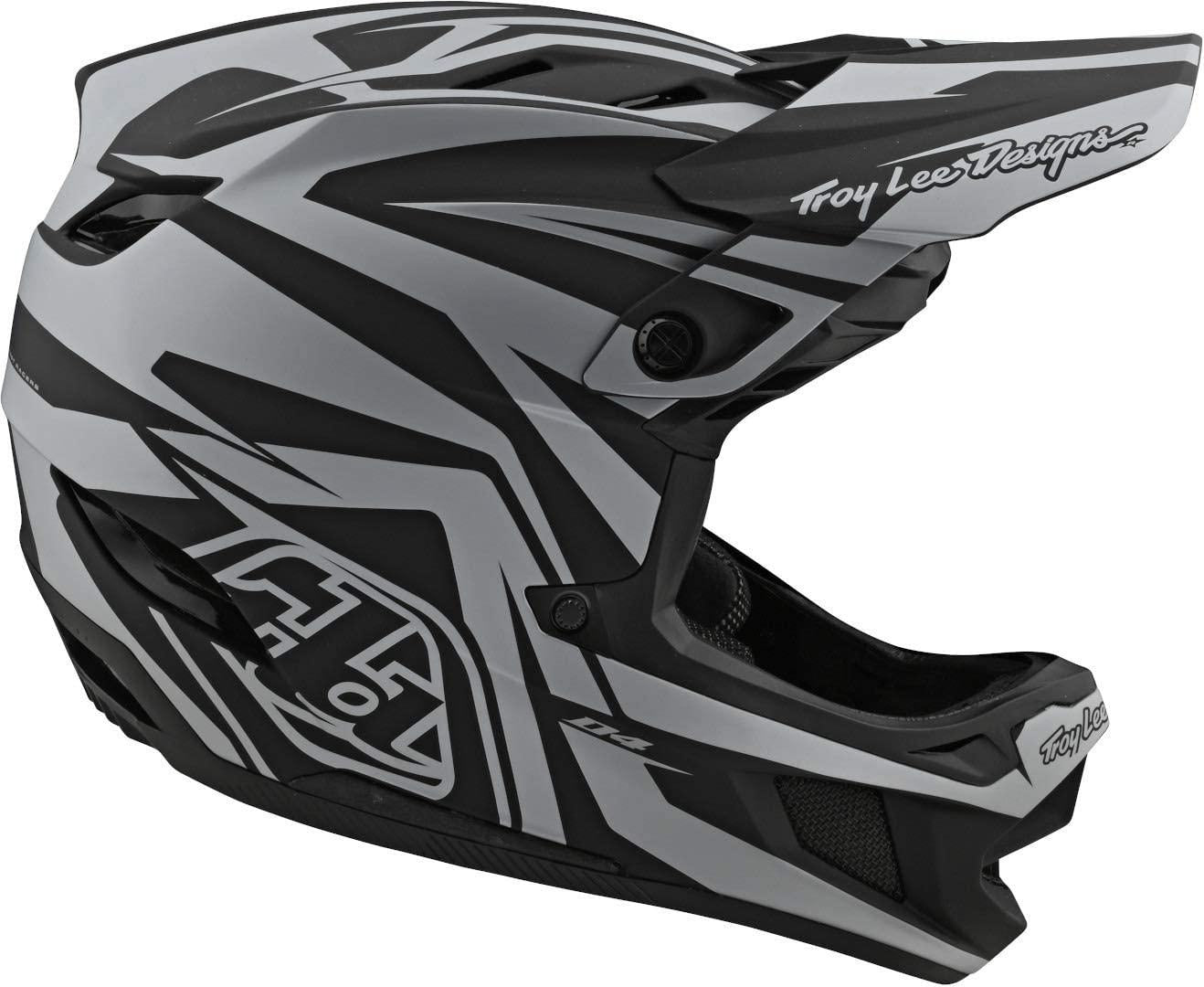Troy Lee Designs Adult | BMX | Downhill | Mountain Bike | Full Face D4 Composite MIPS Slash Helmet (X-Small, Black/Silver)