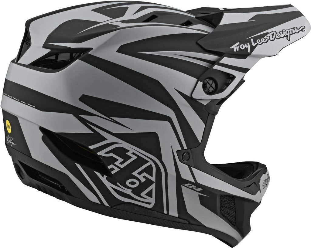 Troy Lee Designs Adult | BMX | Downhill | Mountain Bike | Full Face D4 Composite MIPS Slash Helmet (X-Small, Black/Silver)