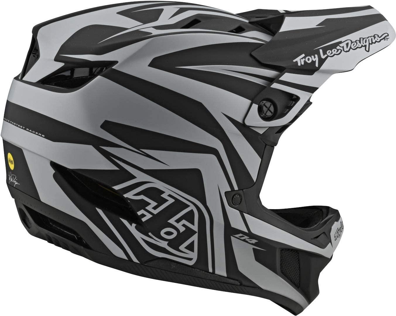 Troy Lee Designs Adult | BMX | Downhill | Mountain Bike | Full Face D4 Composite MIPS Slash Helmet (X-Small, Black/Silver)