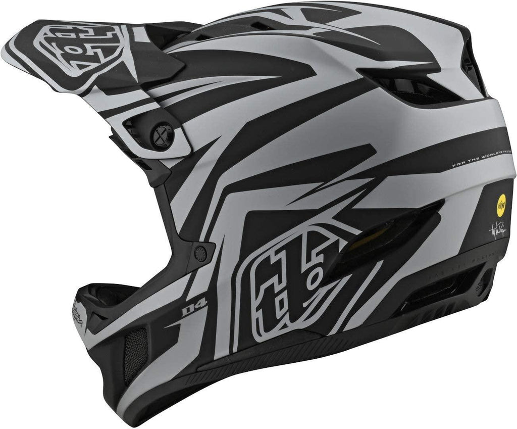 Troy Lee Designs Adult | BMX | Downhill | Mountain Bike | Full Face D4 Composite MIPS Slash Helmet (X-Small, Black/Silver)