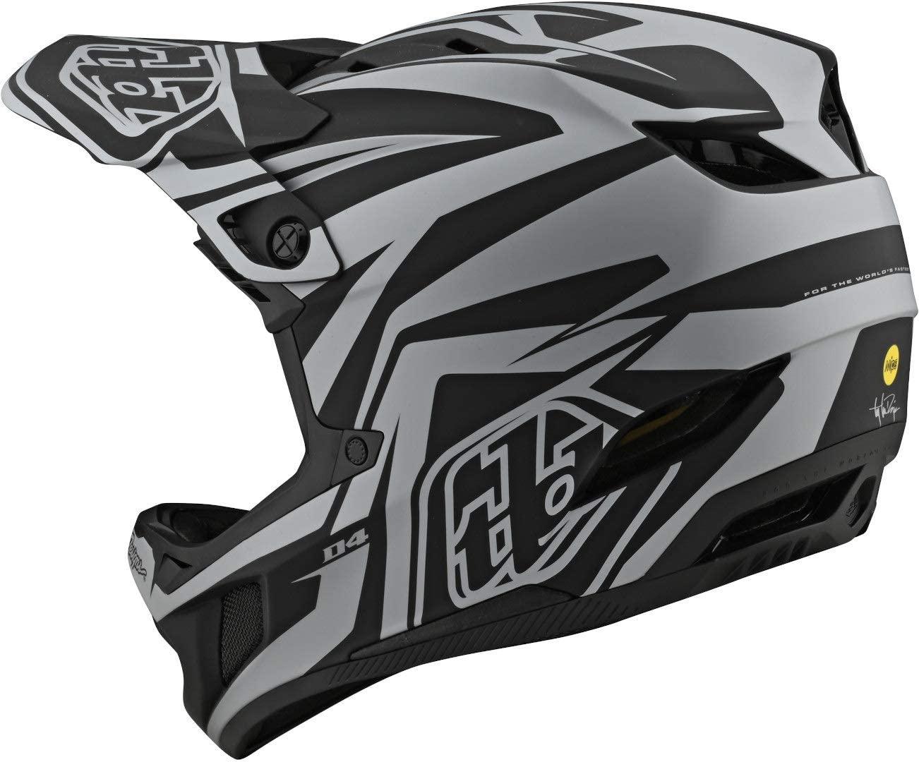 Troy Lee Designs Adult | BMX | Downhill | Mountain Bike | Full Face D4 Composite MIPS Slash Helmet (X-Small, Black/Silver)
