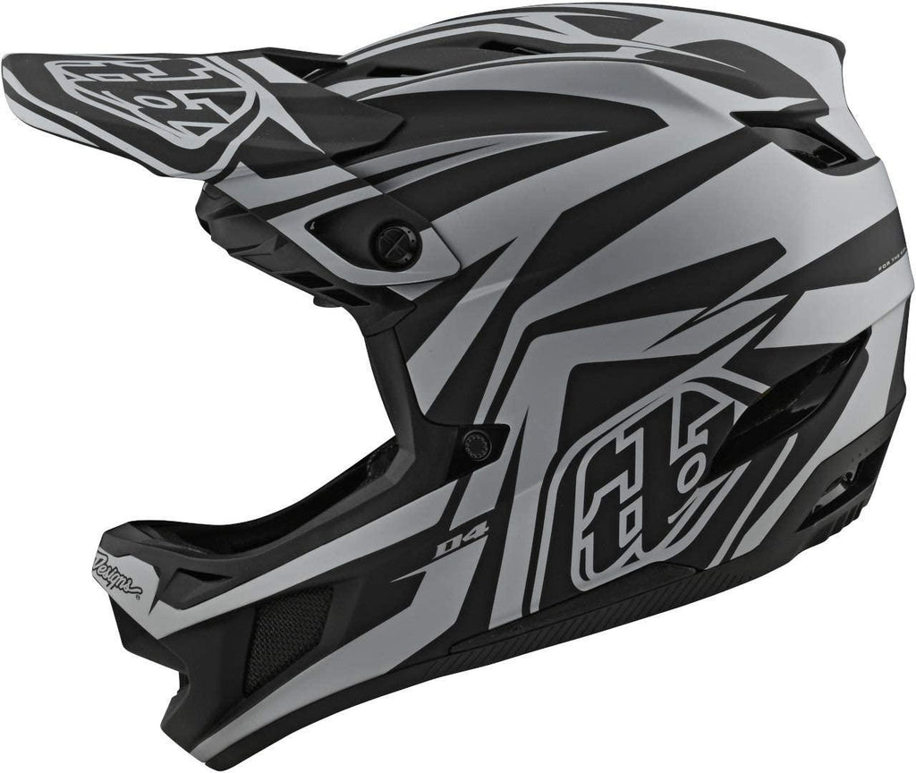 Troy Lee Designs Adult | BMX | Downhill | Mountain Bike | Full Face D4 Composite MIPS Slash Helmet (X-Small, Black/Silver)