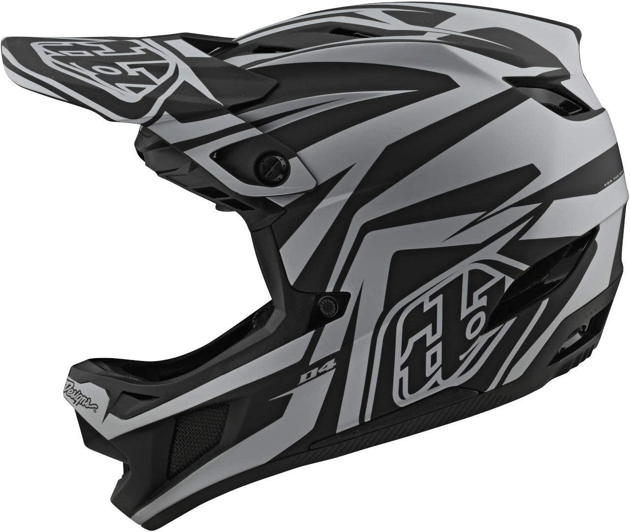 Troy Lee Designs Adult | BMX | Downhill | Mountain Bike | Full Face D4 Composite MIPS Slash Helmet (X-Small, Black/Silver)