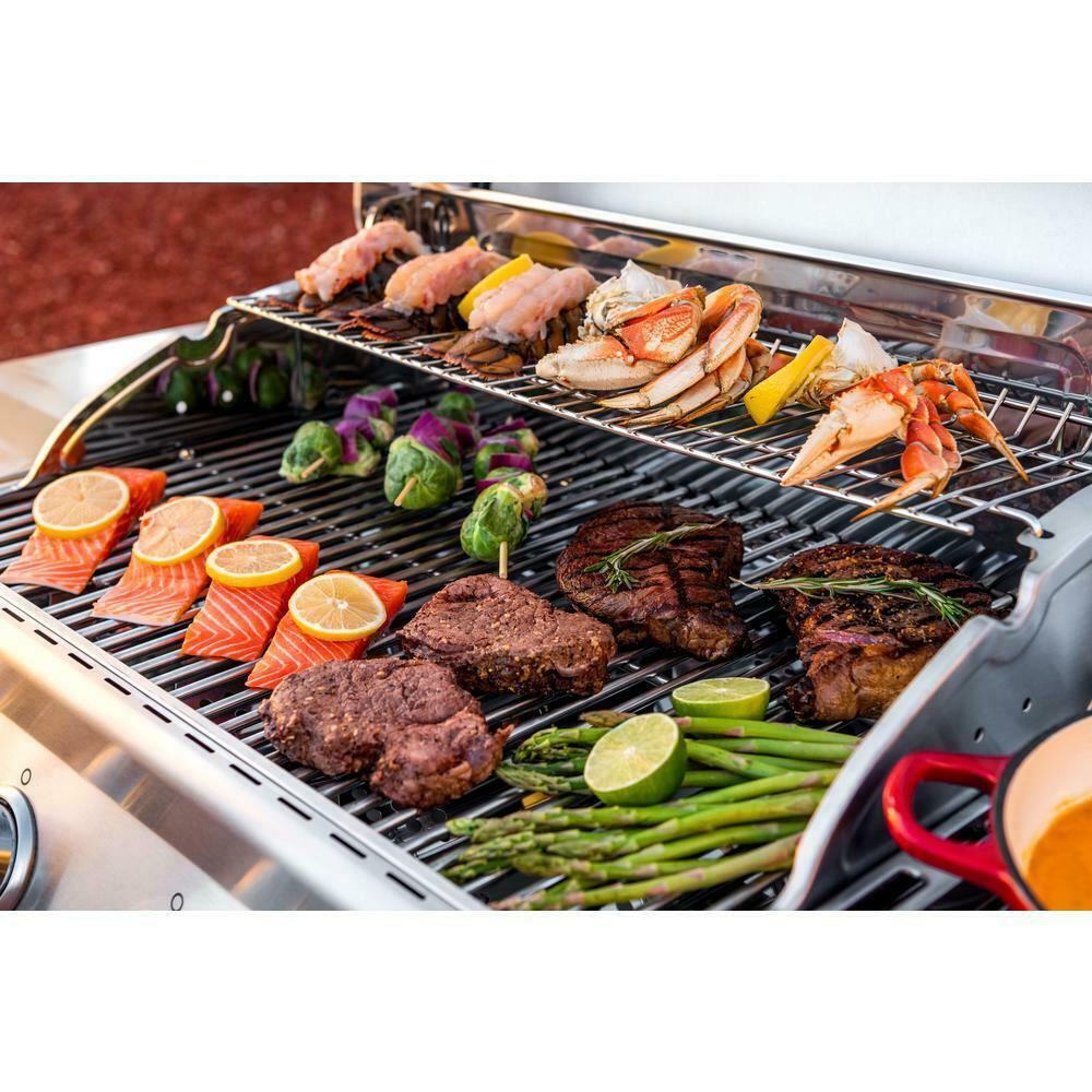 4-Burner Propane Gas Grill in  Steel with Side Burner