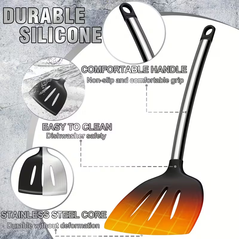 Kitchen Utensils Set-34pcs Silicone Cooking Utensils Set for Nonstick Cookware-Silicone Spatulas Set, Stainless Steel Handle-Black Kitchen Gadgets Tools, Pots And Pans Accessories, SKROAM father gift