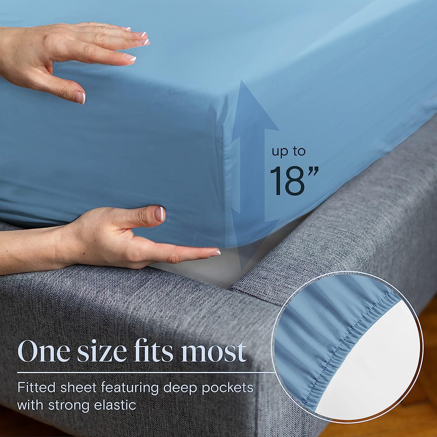 LuxClub 6 PC King Size Sheet Set Bamboo Sheets Deep Pockets 18" Eco Friendly Wrinkle Free Cooling Sheets Machine Washable Hotel Bedding Silky Soft - Light Blue King