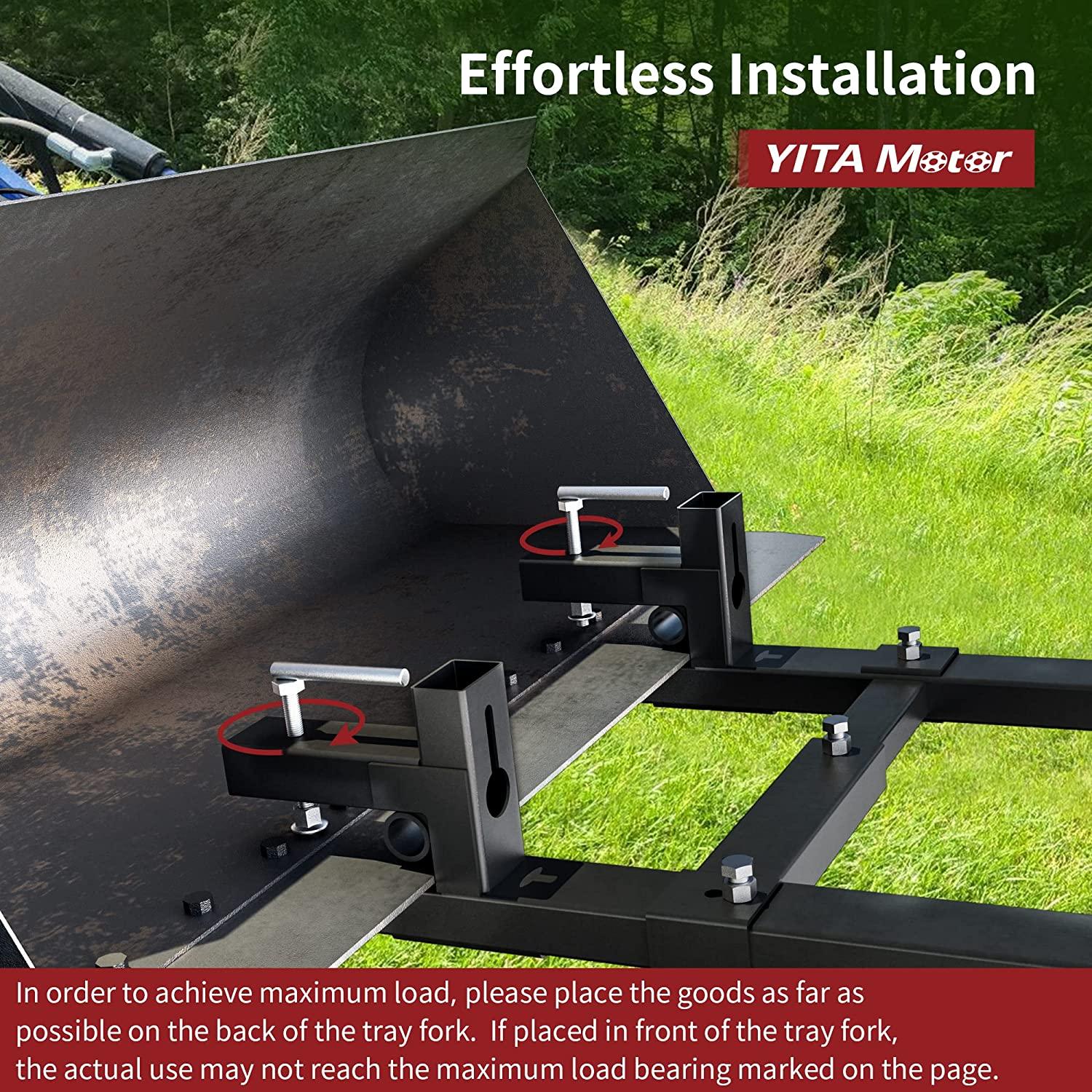 YITAMOTOR 60" Clamp on Pallet Forks 43" 1500LBS Light Duty Forks for Tractor Loader Bucket with Adjustable Stabilizer Bar