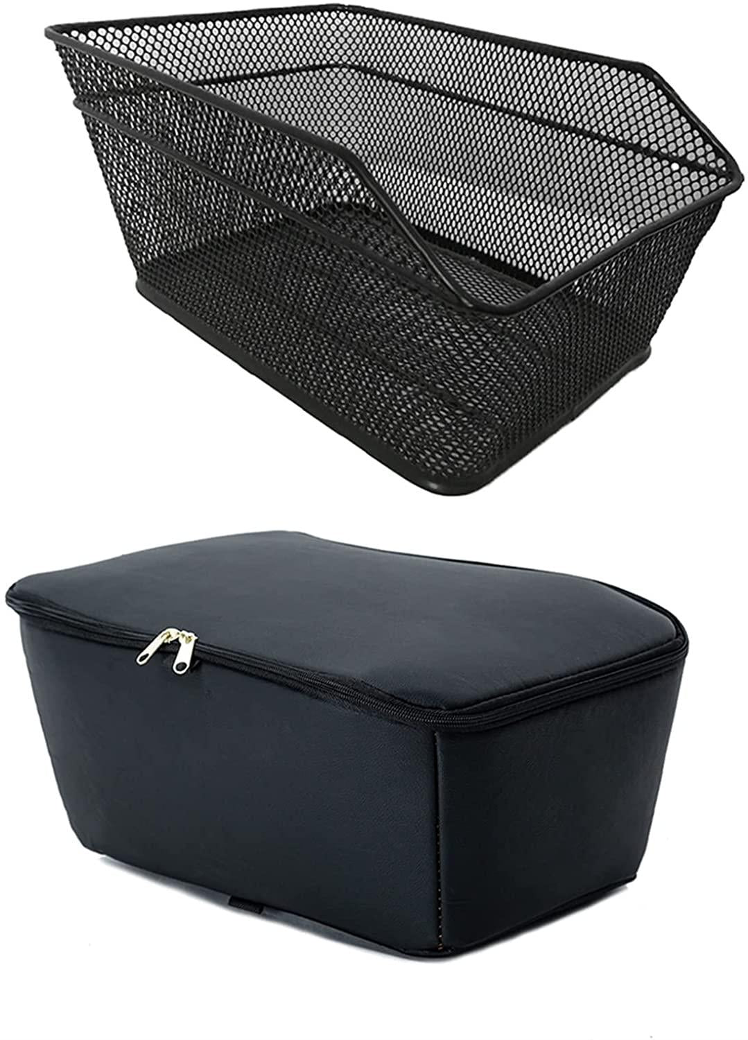 DALIZHAI777 Bike Bag Rear Bike Basket Cycling Bag Large Capacity Metal Wire Bicycle Basket with Rainproof Cover Large-Capacity Rear Seat Basket, Easy to Install, Black Bicycle Accessories