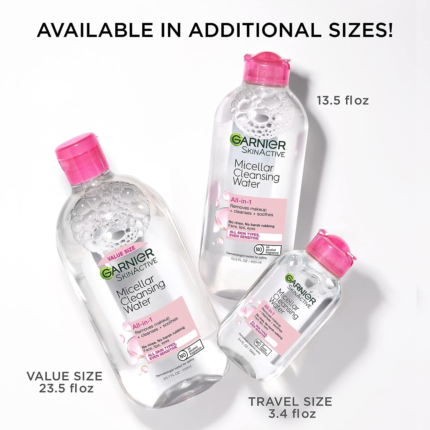 Garnier SkinActive Micellar Water for All Skin Types, Facial Cleanser &amp; Makeup Remover, 13.5 Fl Oz (400mL), 1 Count (Packaging May Vary)