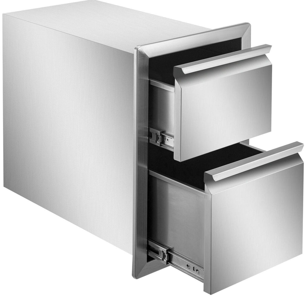 13WX20.5H Outdoor Kitchen BBQ Island Drawer  Steel Double Access Drawer