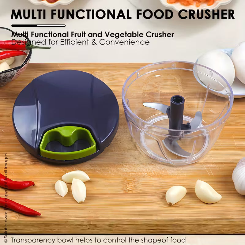 1pc Stainless Steel Garlic Maker - Manual Food Processor & Multi-Chopper with Easy Pull String Design - Durable, BPA-Free for Quick Onion, Garlic, Vegetable, Fruit, Nut & Herb Slicing - Essential Kitchen Accessory