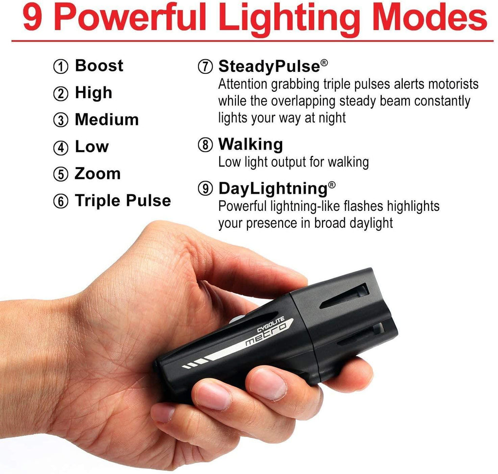 Cygolite Metro Plus 800 & Hotshot Pro 150 Bicycle Light Combo Set, Metro Plus 800 & Hotshot Pro 150 USB Rechargeable Bicycle Light Combo Set, Black, red