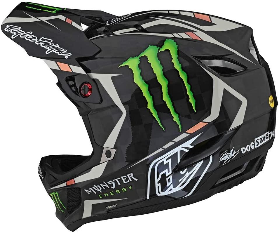Troy Lee Designs Limited Edition Adult | BMX | Downhill | Mountain Bike D4 Carbon Monster Fairclough Helmet (Black, X-Small)