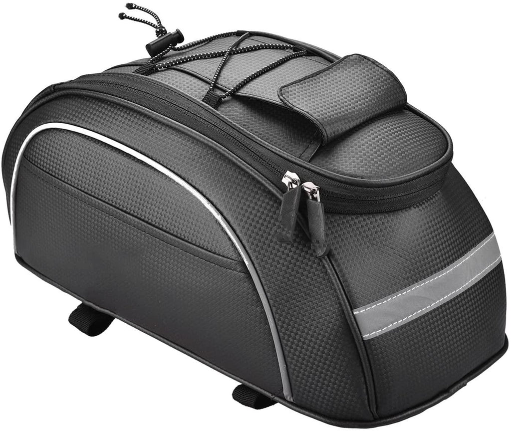 DALIZHAI777 Bike Bag Waterproof Cycling Insulated Cooler Bag MTB Bike Leather Trunk Bag Rear Rack Bag Storage Luggage Carrier Bag Pannier Case for Bicycle Bicycle Accessories (Color : Black)