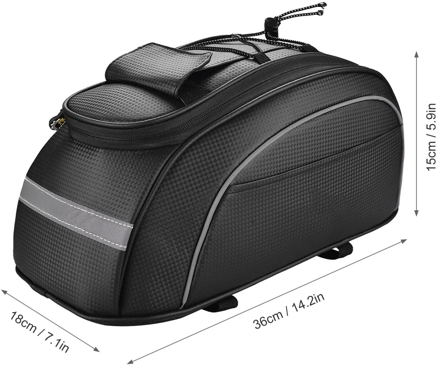 DALIZHAI777 Bike Bag Waterproof Cycling Insulated Cooler Bag MTB Bike Leather Trunk Bag Rear Rack Bag Storage Luggage Carrier Bag Pannier Case for Bicycle Bicycle Accessories (Color : Black)