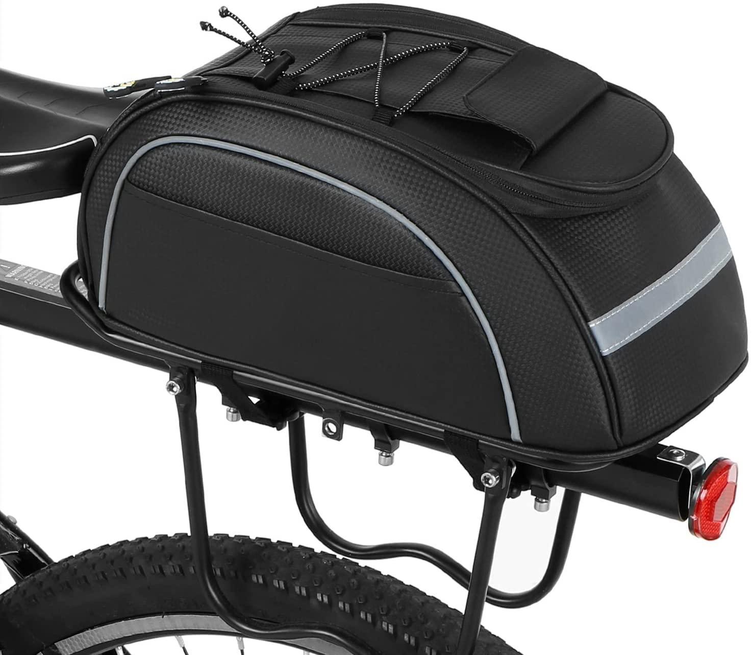 DALIZHAI777 Bike Bag Waterproof Cycling Insulated Cooler Bag MTB Bike Leather Trunk Bag Rear Rack Bag Storage Luggage Carrier Bag Pannier Case for Bicycle Bicycle Accessories (Color : Black)