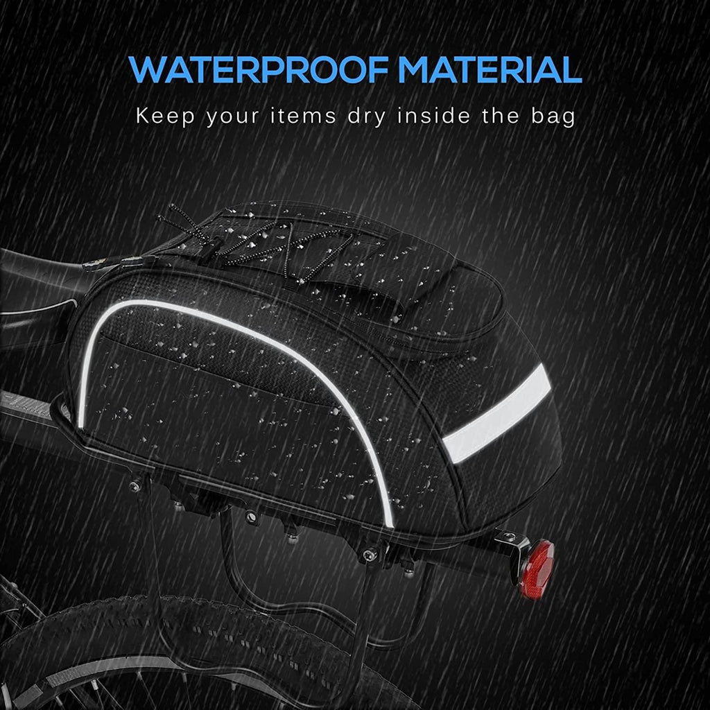 DALIZHAI777 Bike Bag Waterproof Cycling Insulated Cooler Bag MTB Bike Leather Trunk Bag Rear Rack Bag Storage Luggage Carrier Bag Pannier Case for Bicycle Bicycle Accessories (Color : Black)