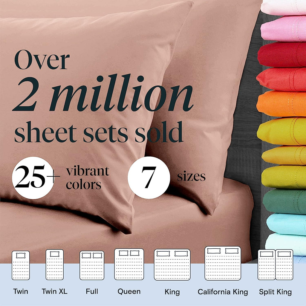LuxClub 6 PC Queen Sheet Set Bamboo Sheets Deep Pockets 18" Eco Friendly Wrinkle Free Cooling Sheets Machine Washable Hotel Bedding Silky Soft - Pearl Pink Queen